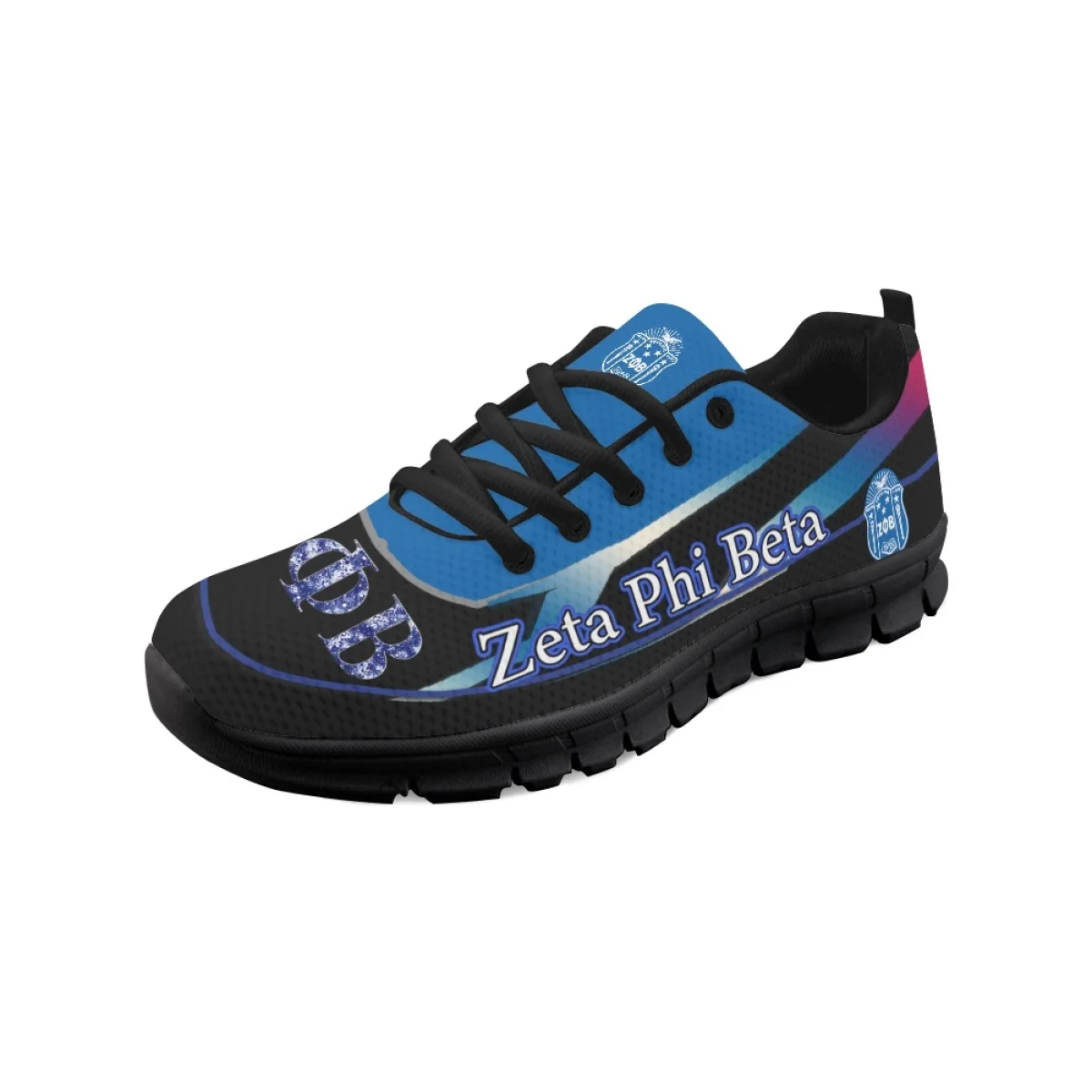 INSTANTARTS Spring Summer Comfort Sneakers Zeta Phi Beta Logo Design Blue Print Women Flat Shoes Non-Slip Female Tennis Zapatos