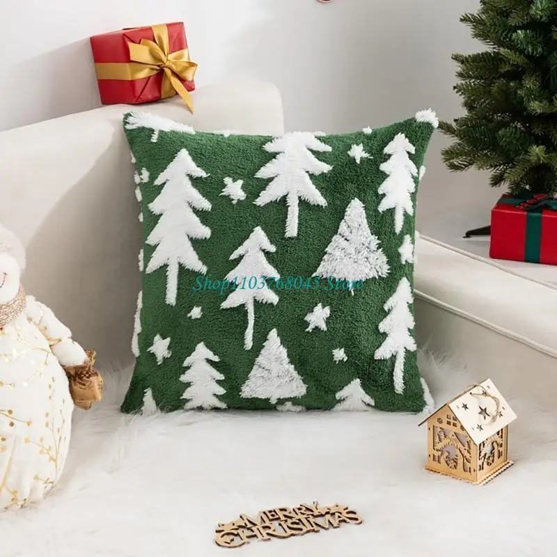 R53F Christmas Snowflake Pillow Cover, Luxurious Feel Pillowcase for Couch and Bedroom Decoration Pillow Sham