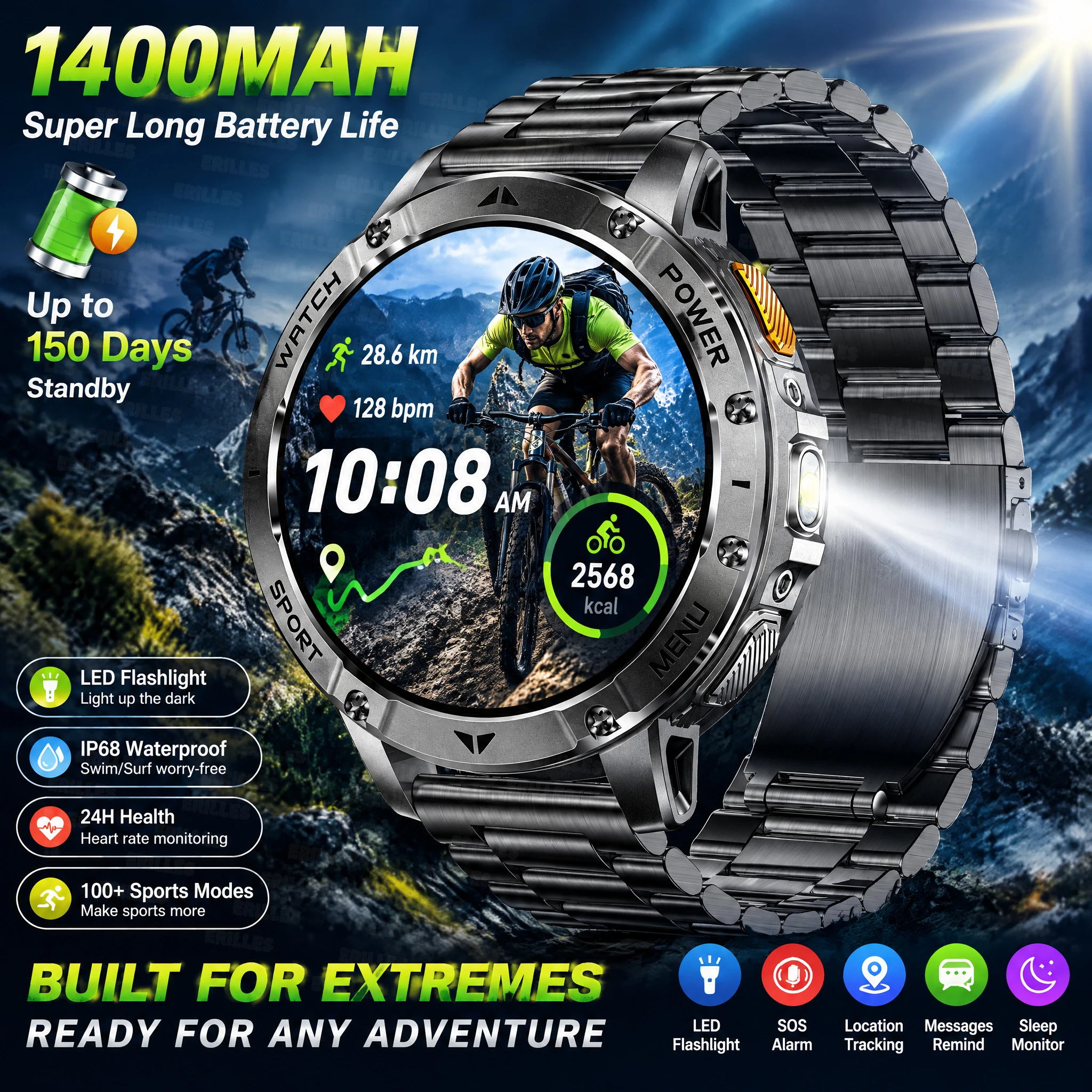 Military Smart Watch Men 1.7
