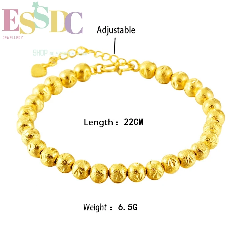 

Women's Brass Jewelry Simulation Fashion Transfer Luck Beads Lady Sand Gold Chain Bracelet Accessories Wholesale