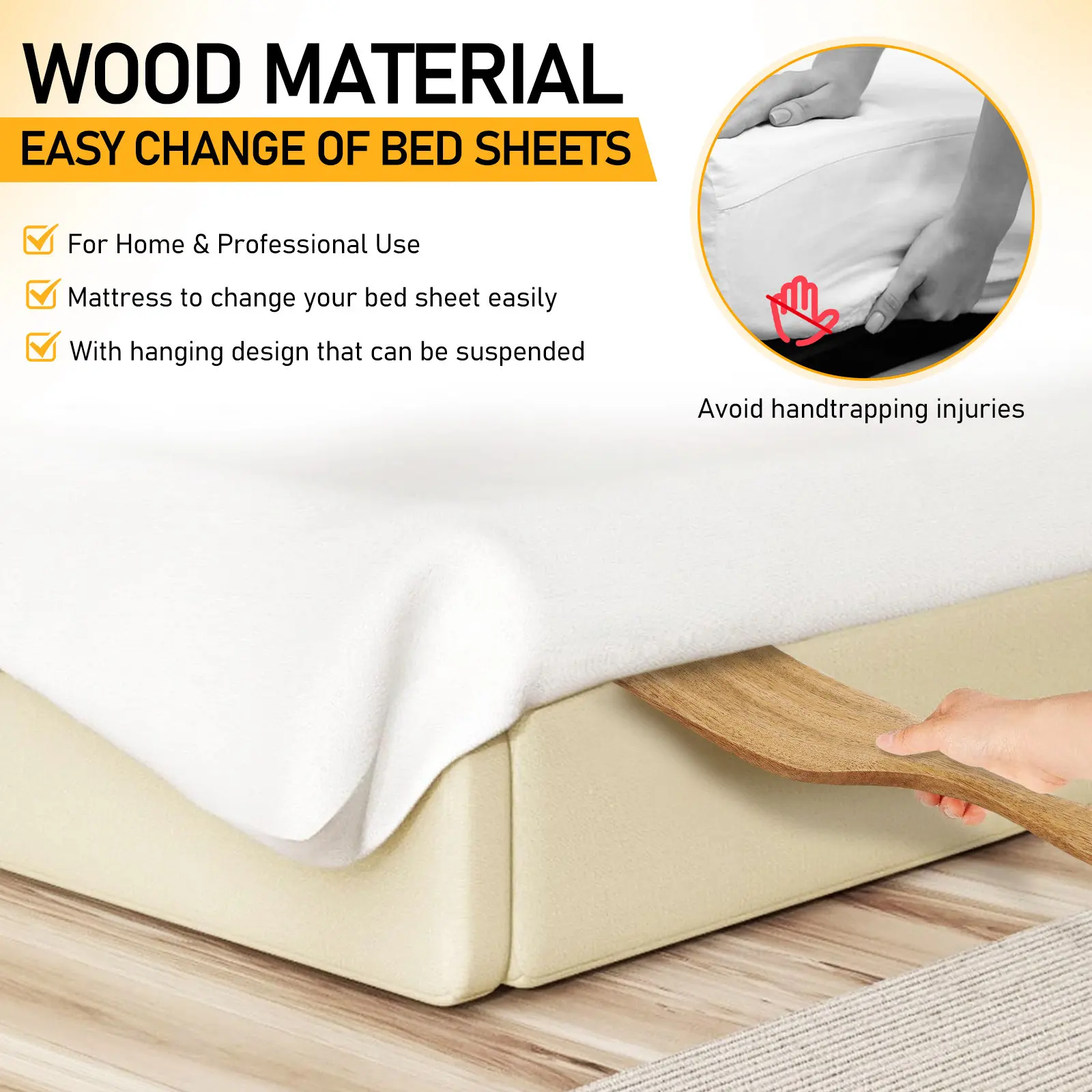 Mattress Lifter for Changing Sheets Wooden Bed Sheet Tucker Tool Effort Saving Lifter for Hotels Hospitals Home Use Mattress