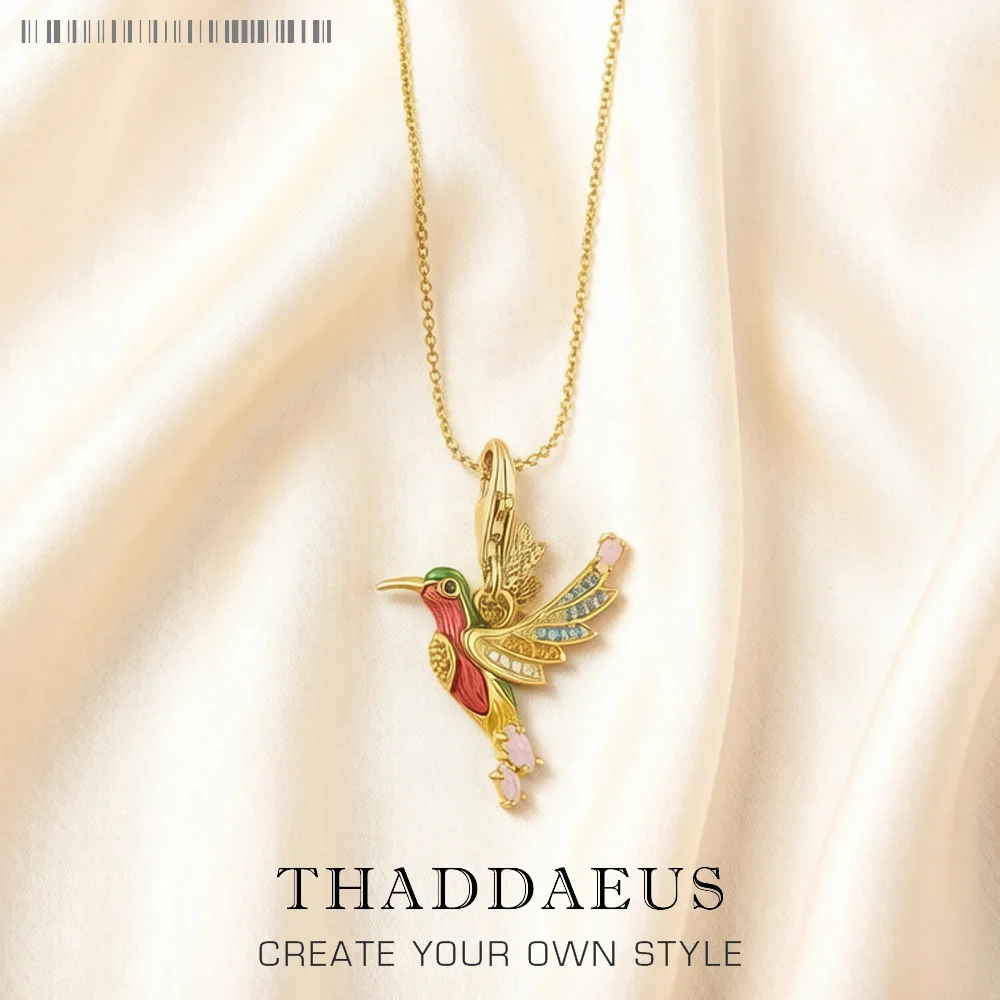 

Necklace Colourful Hummingbird,2021 Summer Brand New Bohemia Fine Jewelry Playful 925 Sterling Silver Bijoux Gift For Women