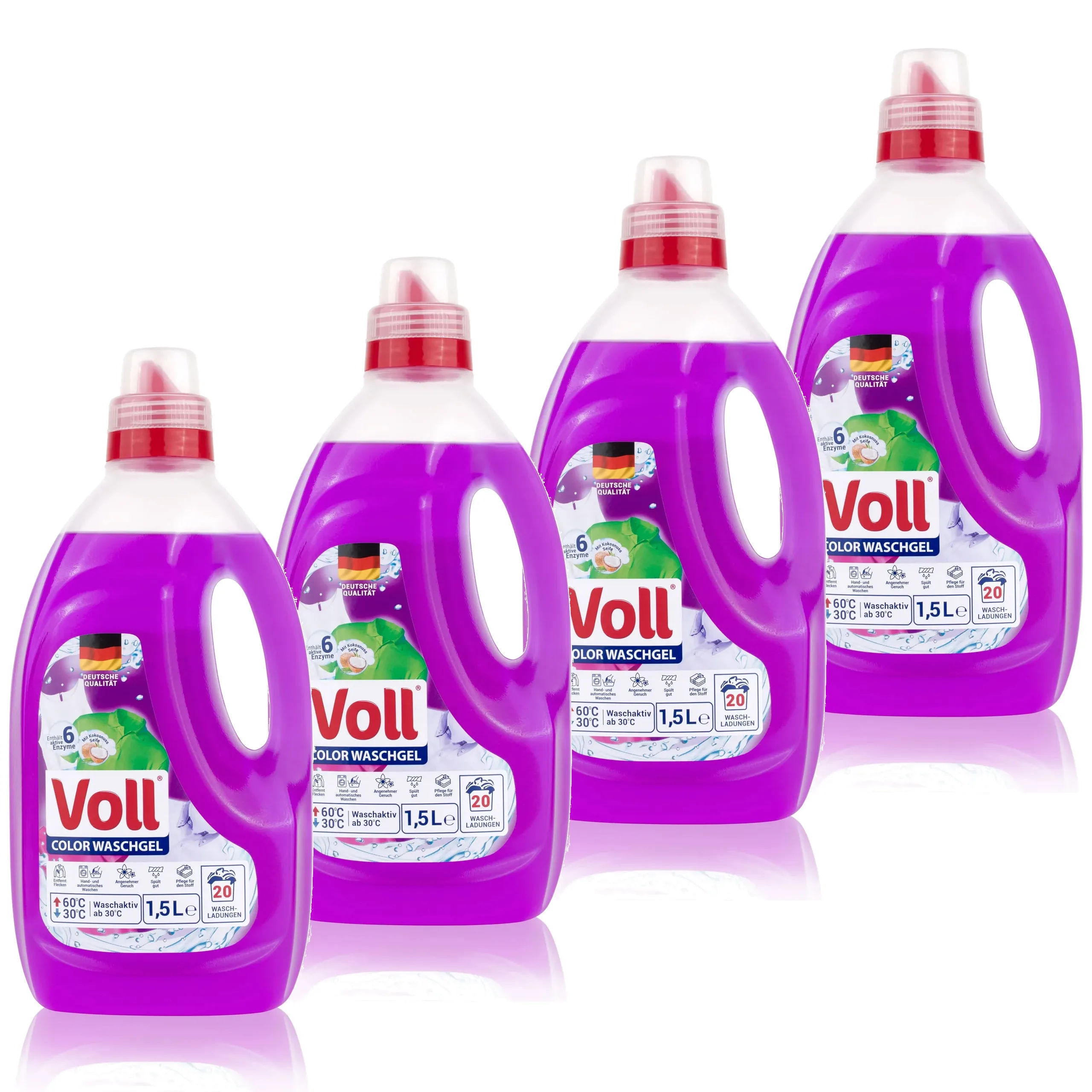 4x voll farbiges Wäsche gel 20 1,5 l Waschungen