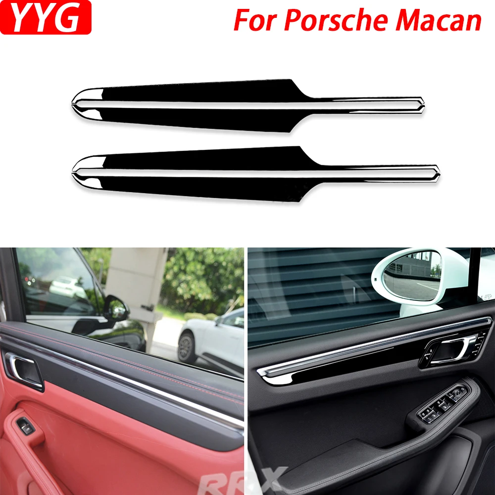 

For Porsche Macan 2014-2018 Piano Black Plastic 4 Pcs Auto Door Panel Cover Trim Sticker Interior Car Accessories Modification