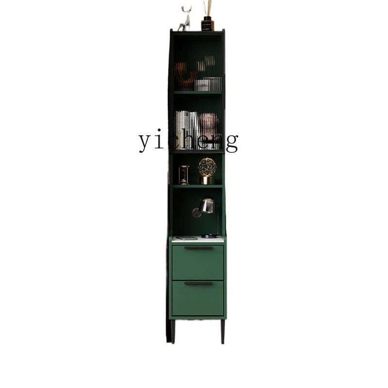 

Tqh Ultra-Narrow Mini Bedside Table Bookcase Integrated Modern Minimalist Stone Plate Sandwich Cabinet