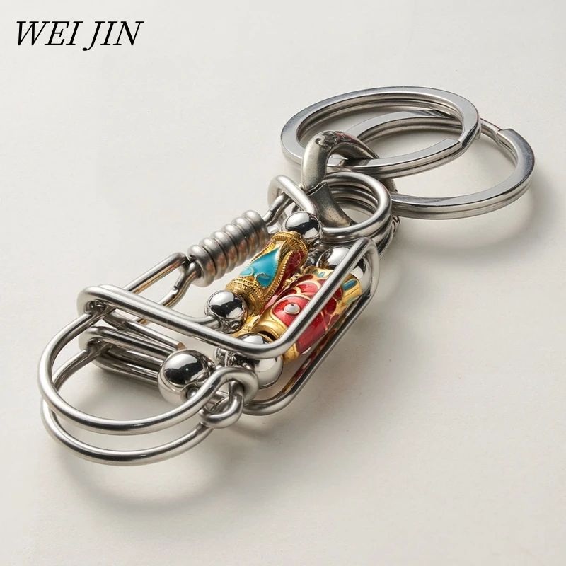 

Stainless Steel 2 Wire Handicraft Keychains,Engraved Fish Head Hook Buckle Car Keyring,Mechanical Style Men Outdoor Gift Trinket