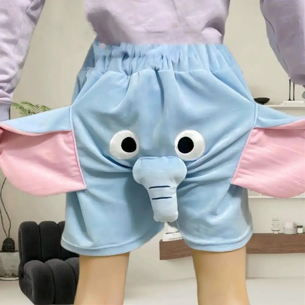 Pijama corto con orejas 3D para hombre y mujer, ropa de dormir de felpa, informal, holgada, con dibujos de elefante encantador