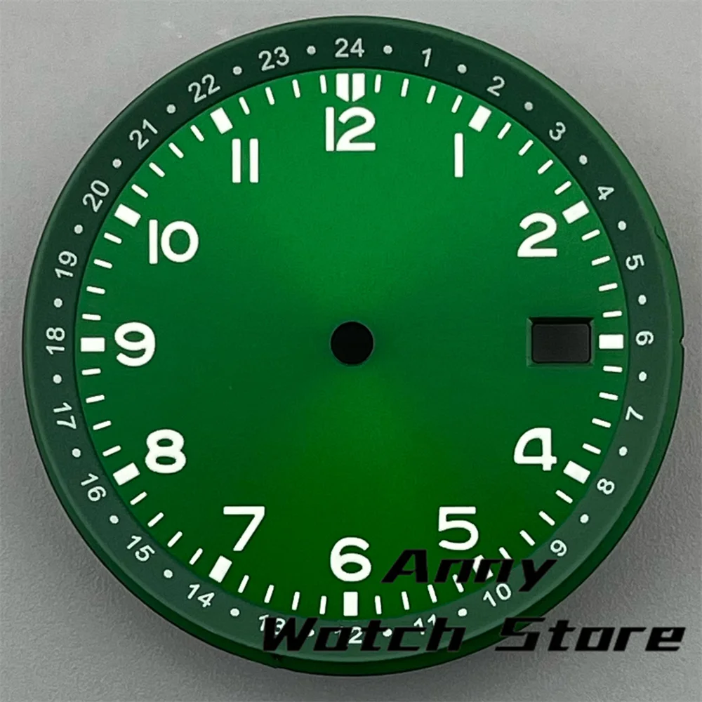 33.5mm black blue green watch dial luminous dial fit NH35 movement