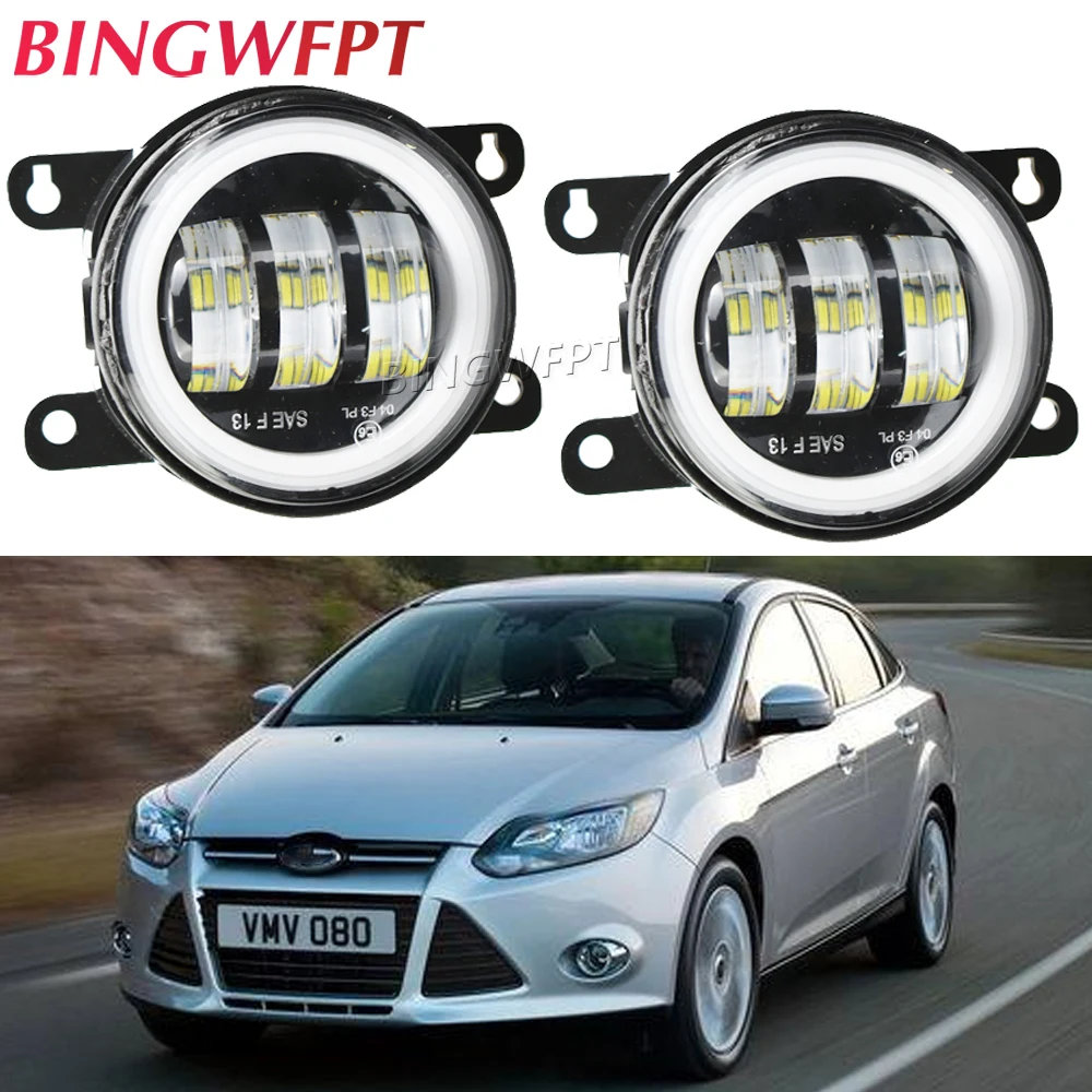 2PCS LED Angel Eye Fog Light Fog Lamp For Ford Fusion Fiesta Focus MK2 MK3 Ranger C-Max Transit Tourneo EcoSport Edge Fog Lights