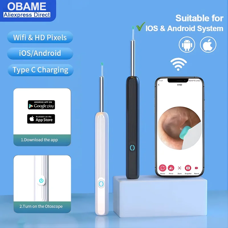 

NEW Visual Ear Wax Cleaner with Camera Safe Earwax Removal Endoscope With Camera Luminous Otoscope Ear Cleaning Tools Ear Care
