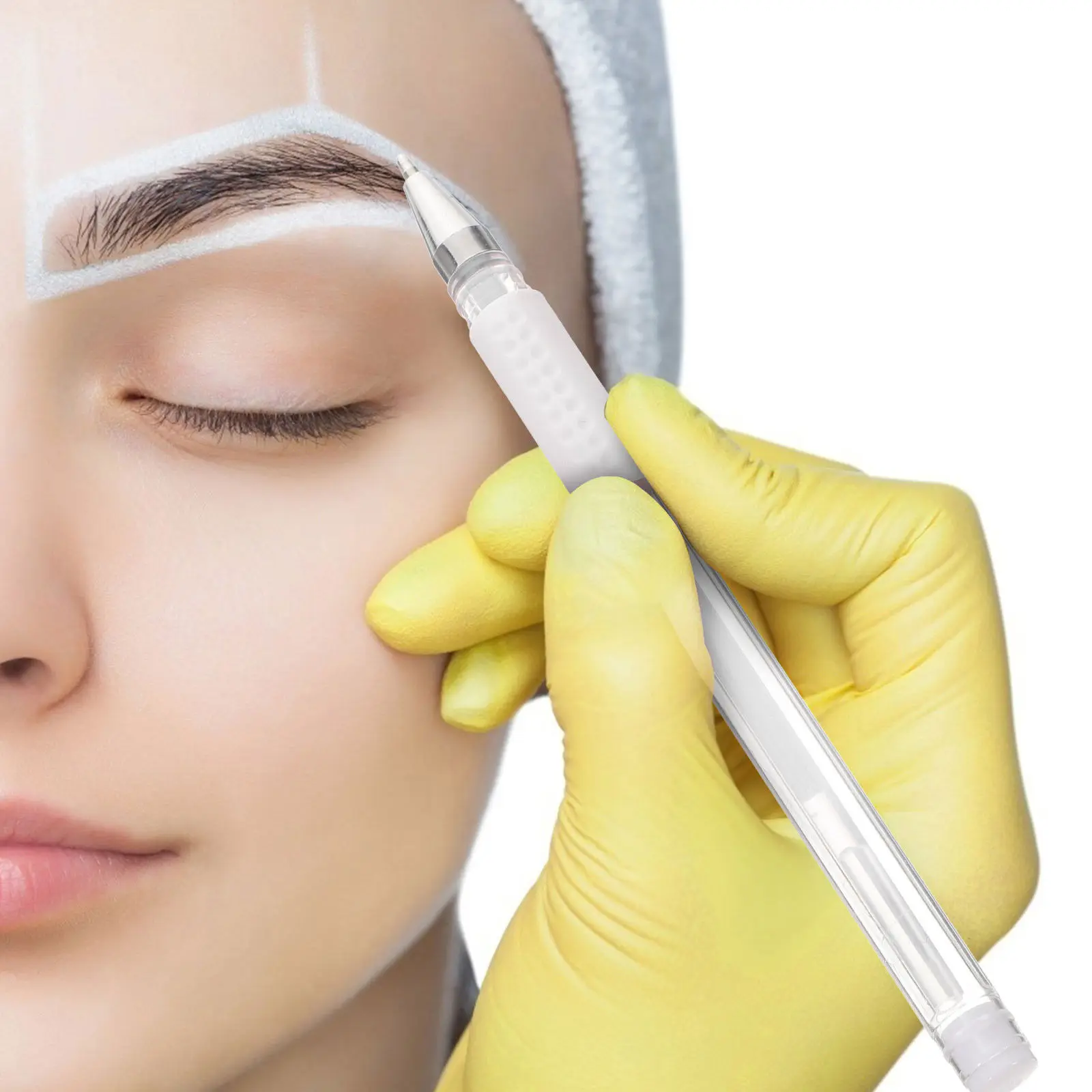 Precision Eyebrow Microblading Marker Pen Fine Tip White Pink Tattoo Stencil Skin Marking Mapping Tool Refills Included