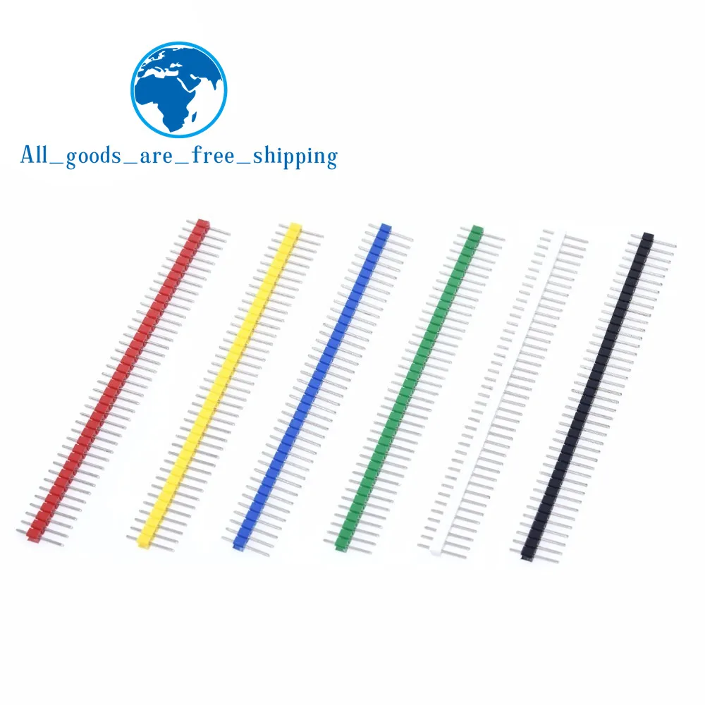 TZT 40 Pin 1x40 Single Row Male 2.54 Breakable Pin Header Connector Strip