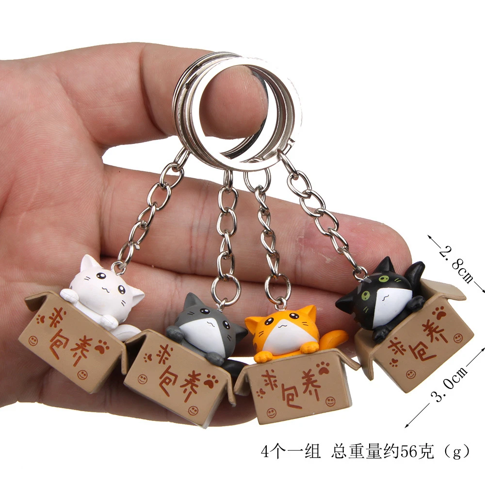 Cute Carton Cat Keychain for Women Men “Take me away” Funny Key Ring Animal Car Key Holder Handbag Accessories Gift