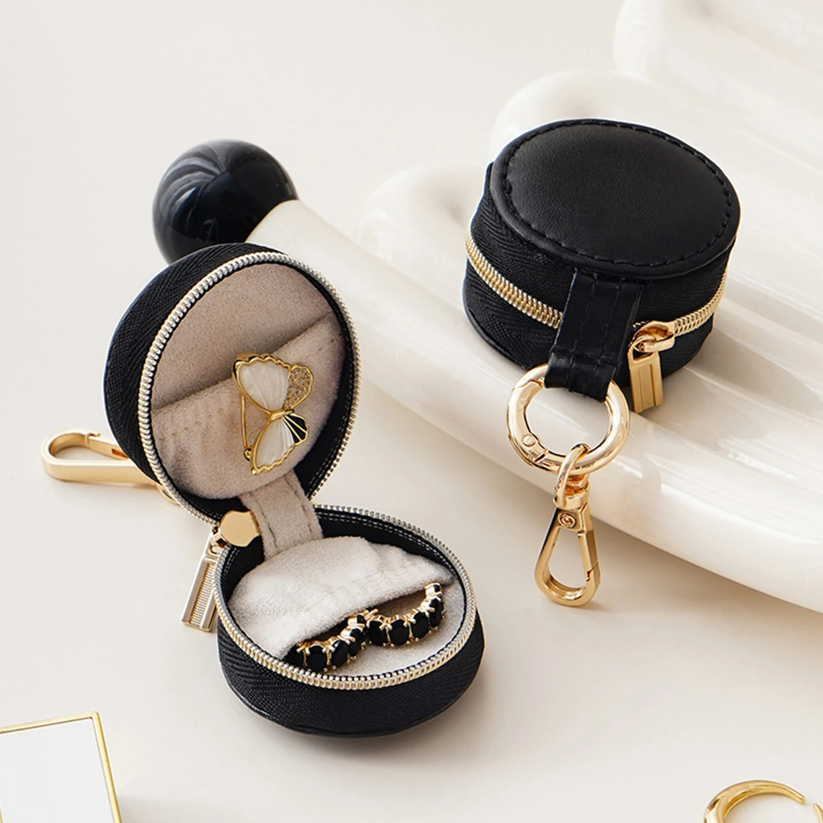 

Small Jewelry Storage Organizer Faux Leather Jewelry Holder Keychain Gift For Everyone