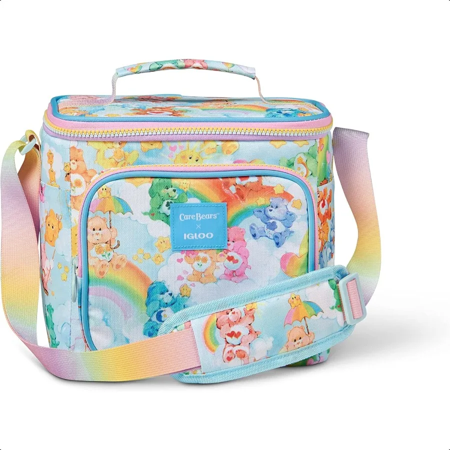 

Retro 90s Lunch Coolers Insulated Lunch Bag Square Lunch Box Cooler with Front Pocket Adjustable Strap