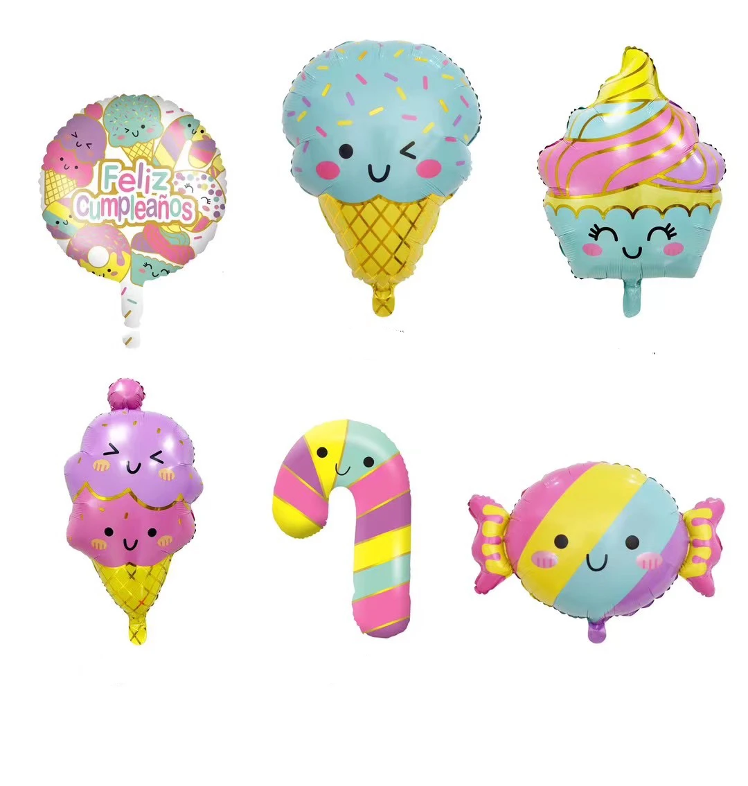 5pc Cake Donut globos Foil Balloon Ice Cream Candy Cane Helium Balloons Birthday Party Decoration Kids Toy Two Sweet baby shower