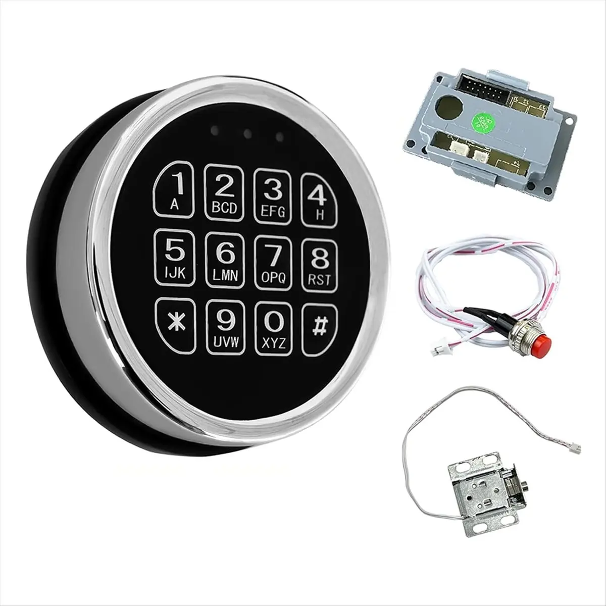 LUCK Safe Lock Replacement, Zinc Alloy Keypad Lock with Solenoid Access,14 Ribbon Cable Motherboard & Reset Button Lock Set
