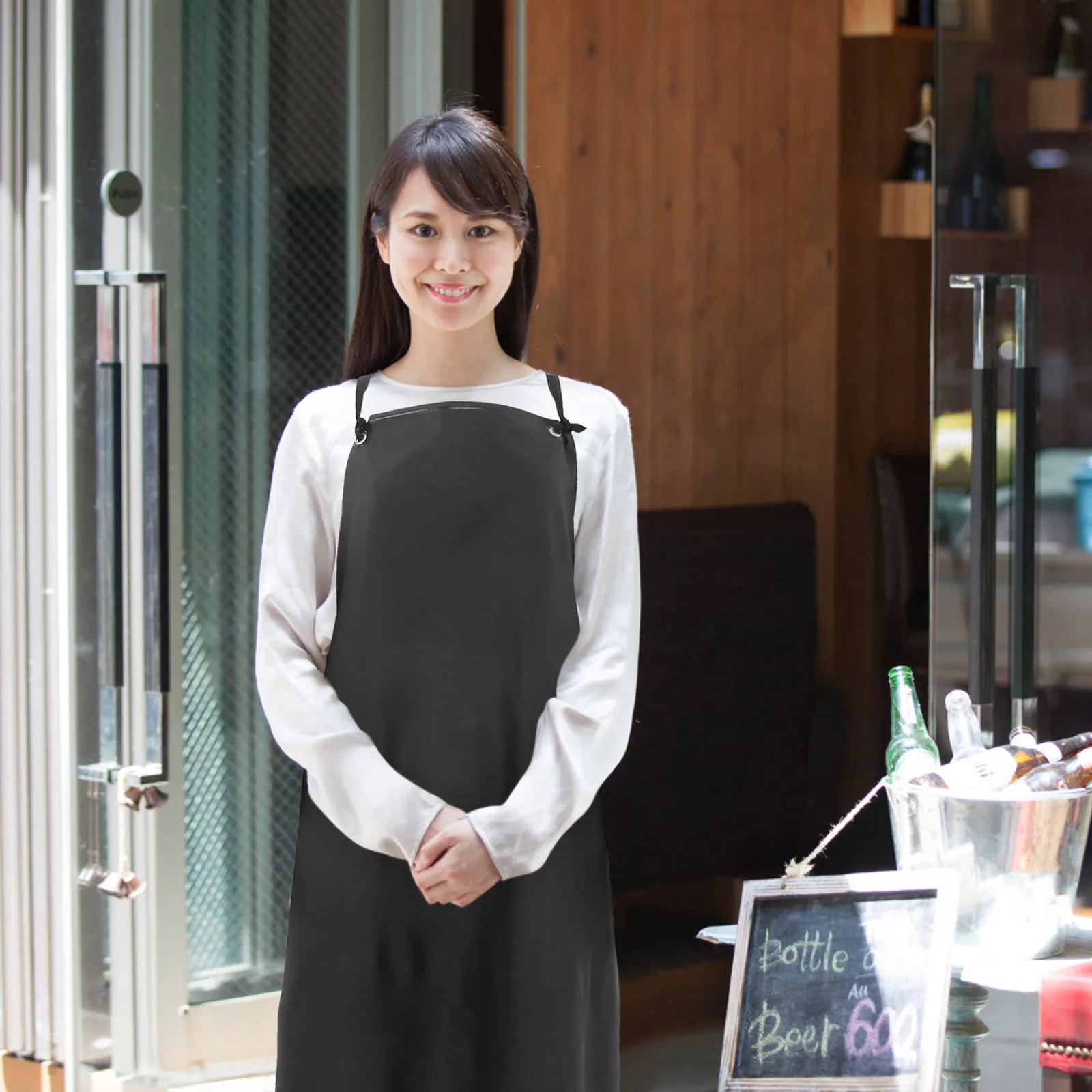 

Black Waterproof Oil Resistant Apron Heavy Duty Pvc Kitchen Workwear For Cooking Cleaning Gardening Dishwashing Painting