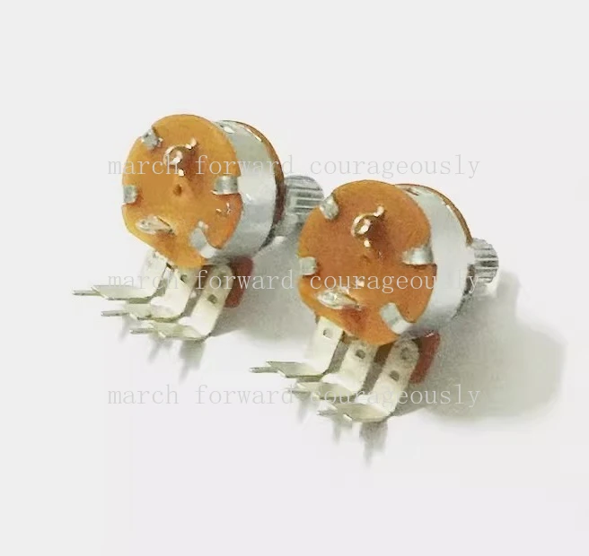 10pcs B50K potentiometer volume switch with long foot and five pins. B503 handle, 15MM shaft.