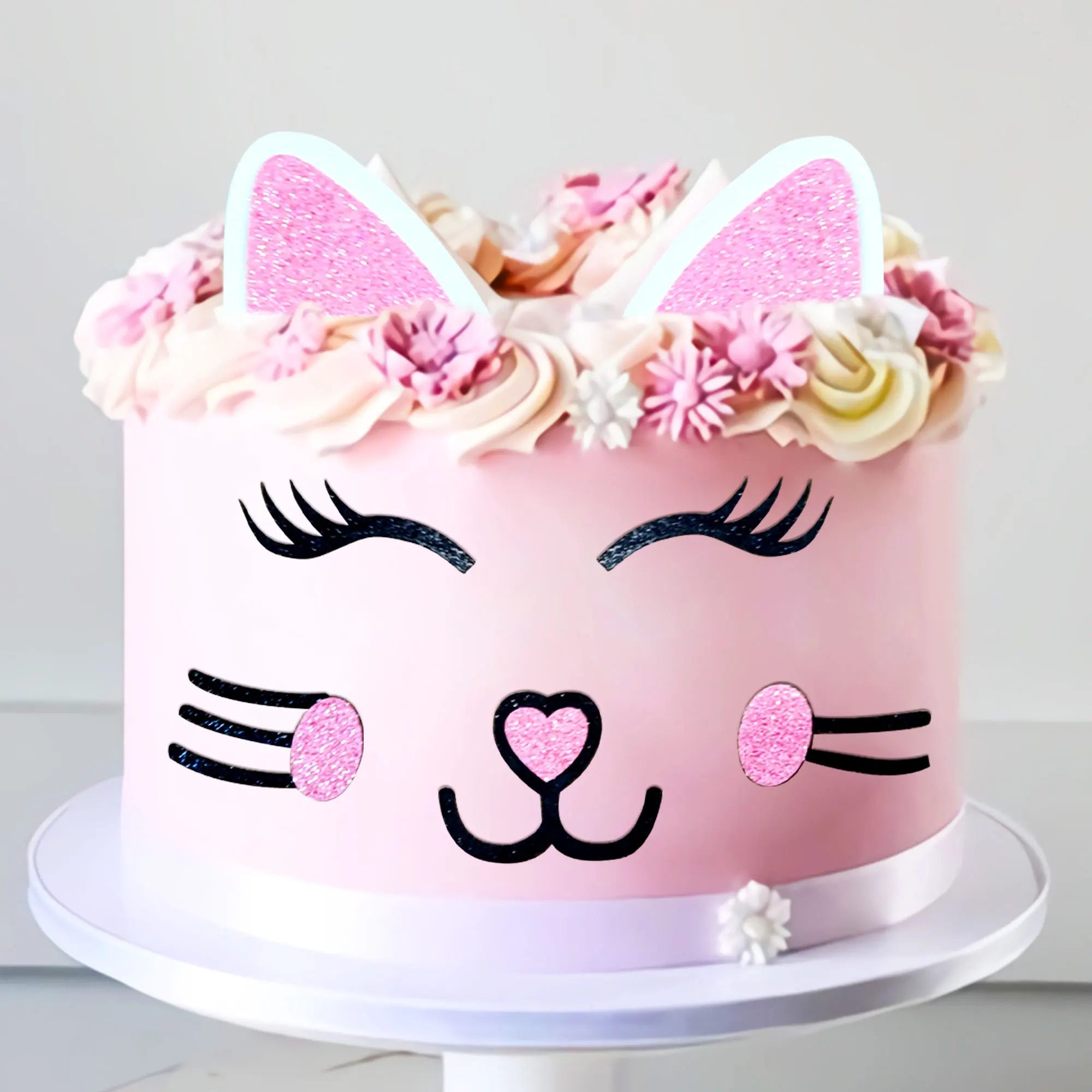 LaVenty Kitty Cat Birthday Cake Topper Kitty Cat Cake Decoration for Girl