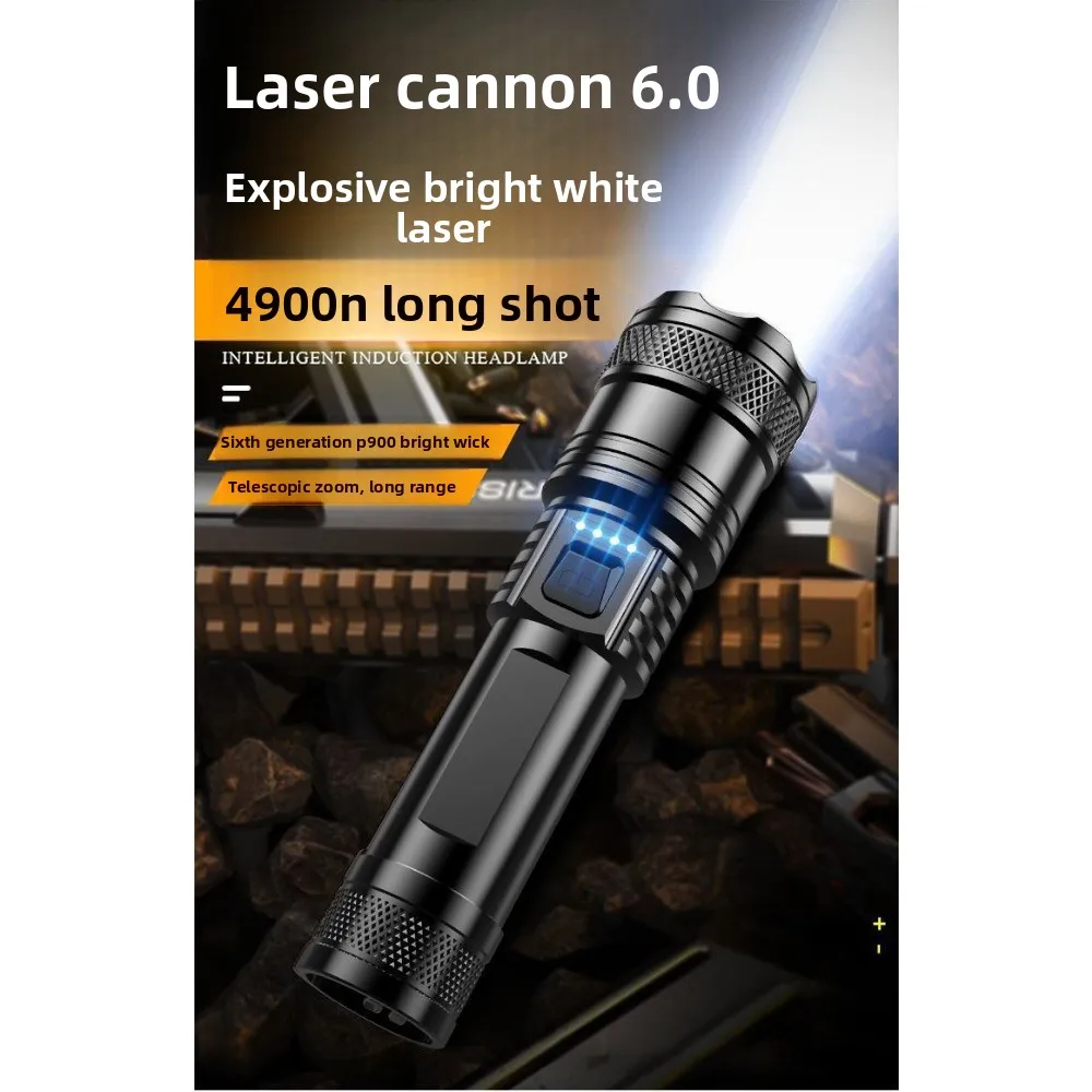 Luce forte a LED esplosiva Comoda torcia da esterno a lungo raggio Tiro con ricarica USB Torcia di emergenza con messa a fuoco telescopica