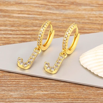 Mini Initial A-Z Letters Gold Color Hoop Earrings