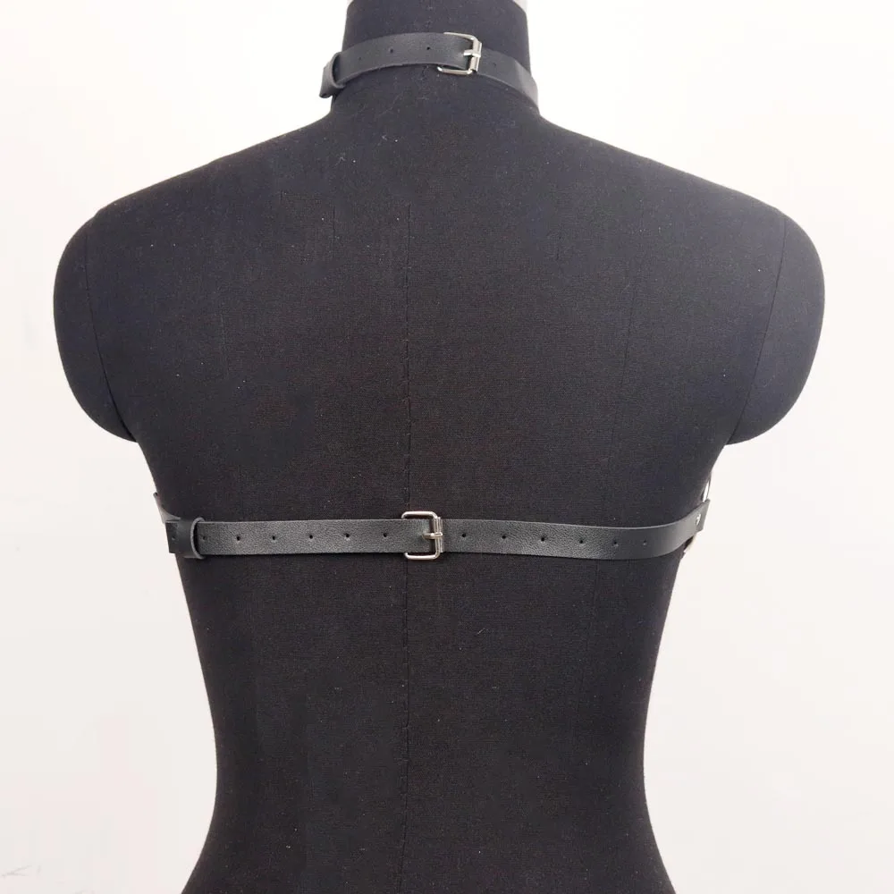 Sexy Fashion Harness Belt Pu Leather Lingerie Chest Harness Gothic Lingerie Punk Fetish Wear Women Festival Rave Outfit