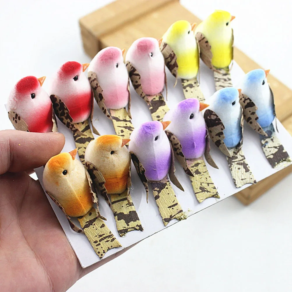 

12Pcs Artificial Bird Ornaments Lifelike Simulation Lightweight Decoration for Home Garden Lawn Balcony Artificial Bird
