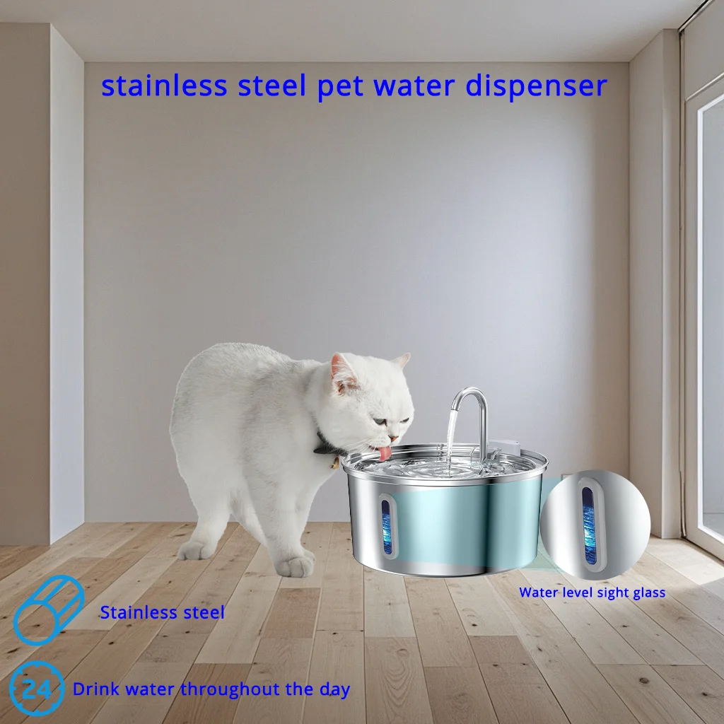 

Automatic Stainless Steel Pet Water Dispenser Mould Resistant Visual Window With Filter Pet Water Feeder Indoor Drinking Water