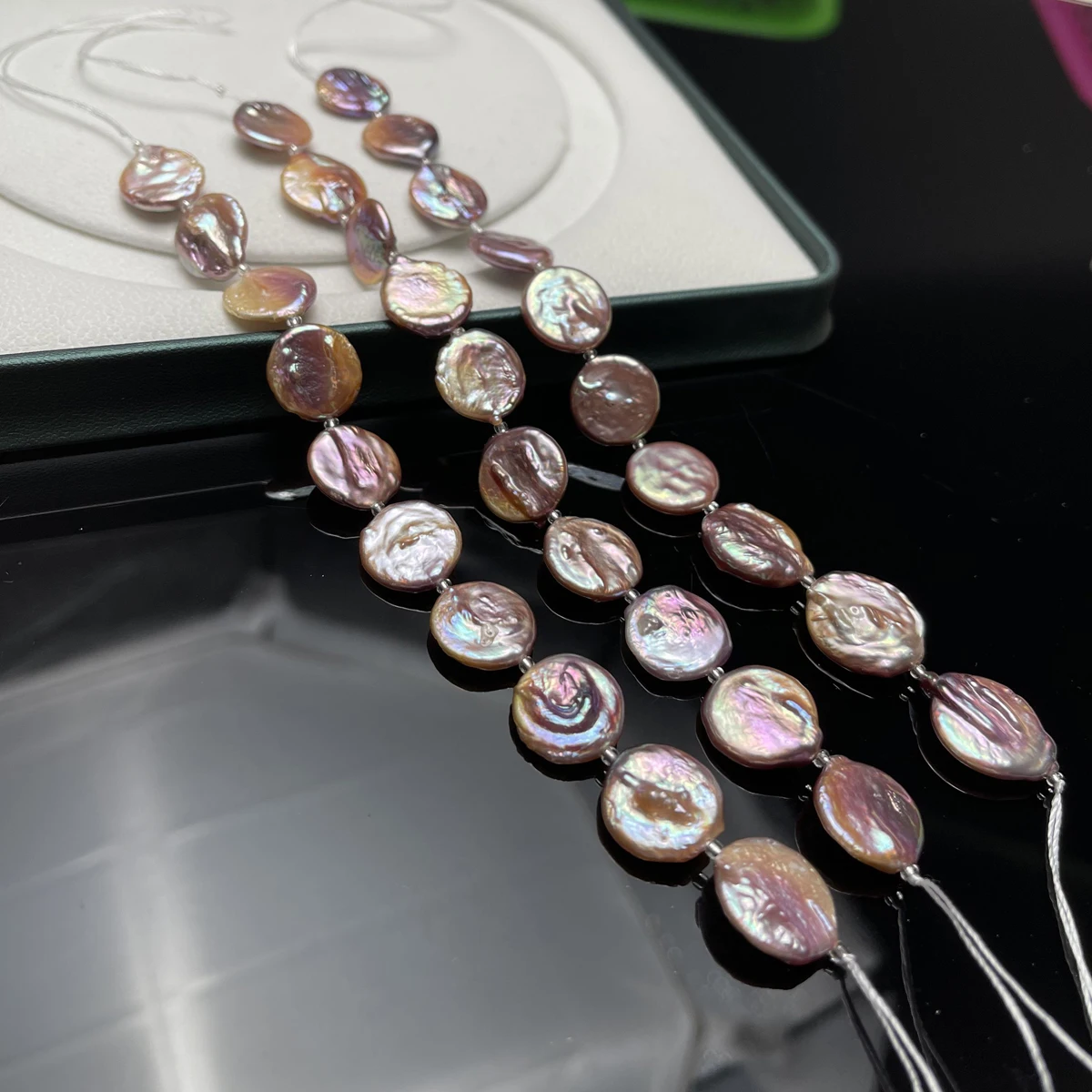 15-16mm 4A 18cm Dynamic Texture Pink Round Baroque Natural Freshwater Pearl Bead Jewelry Make DIY Necklace Bracelet Accessories - Image 3