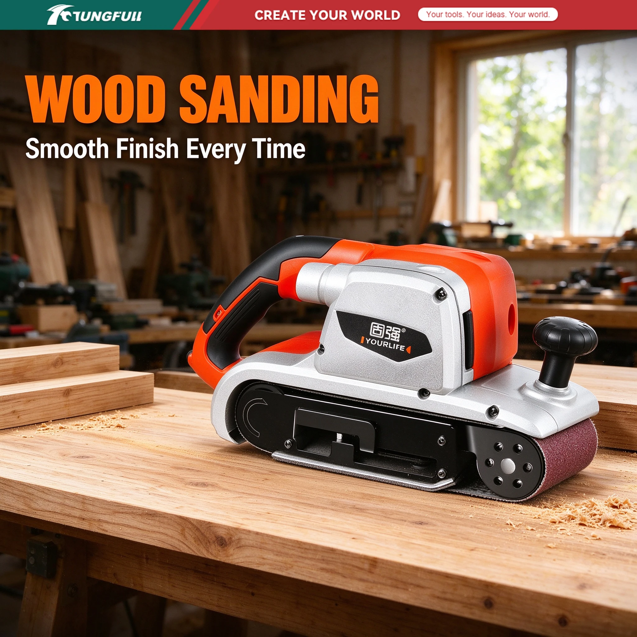 Electric Handheld Belt Sander for Wood Putty & Polishing, Portable  Sanding Belt Machine Woodworking Tool