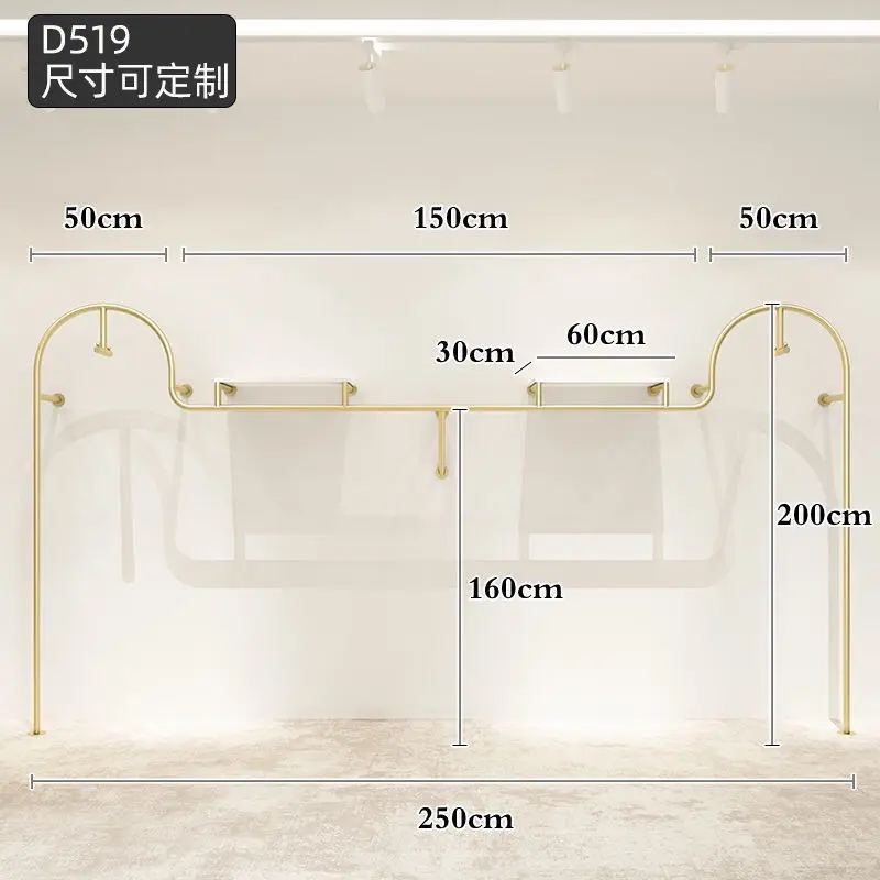 

M-shaped clothing display rack is hanging side-hanging hanging wall, floor-to-ceiling against the wall, special display rack