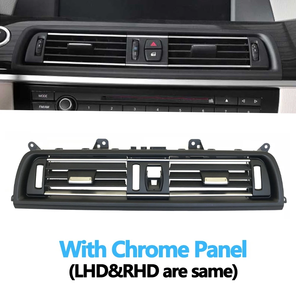 Plated Black Dashboard Central Air Conditioner Vent Grille Complete Assembly for BMW 5 Series F10 F11 F18 64229209136