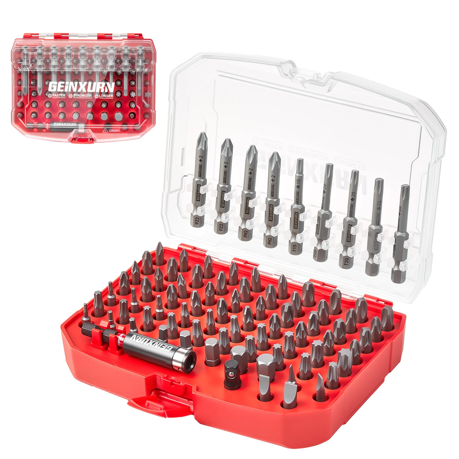

Geinxurn Screwdriver Bit Set with Extension Bars, Portable Pink Storage Case, S2 Steel, Ideal for DIY & Professional Use