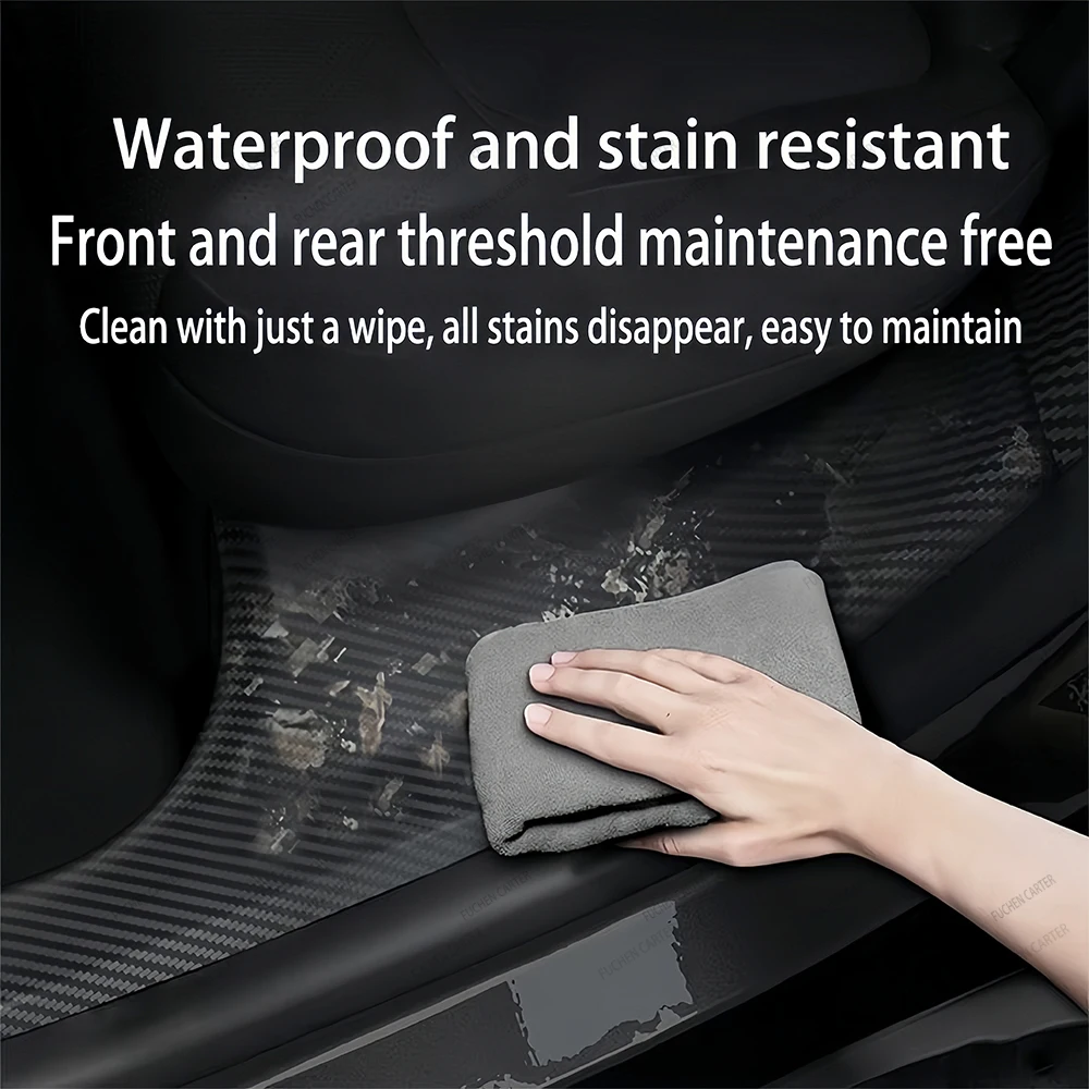 For Tesla Model Y / YL Juniper 2025-2026 ABS Front Rear Door Sill Protector Threshold Strip Anti-kick Guard Panel Waterproof Pad