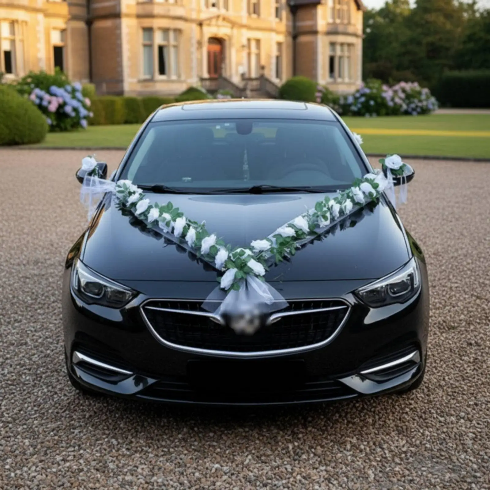 Wedding Car Flower Kit Realistic Faux Flowers V-Shape Car Hood Decoration Bridal