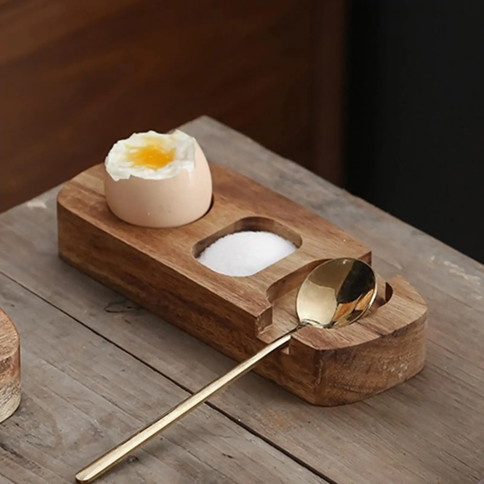 

Wooden Egg Tray 3-Slot Kitchen Charcuterie Organizer Boards Tabletop Soft Boiled Eggs Organizer Tray For Home Dorm Restaurant