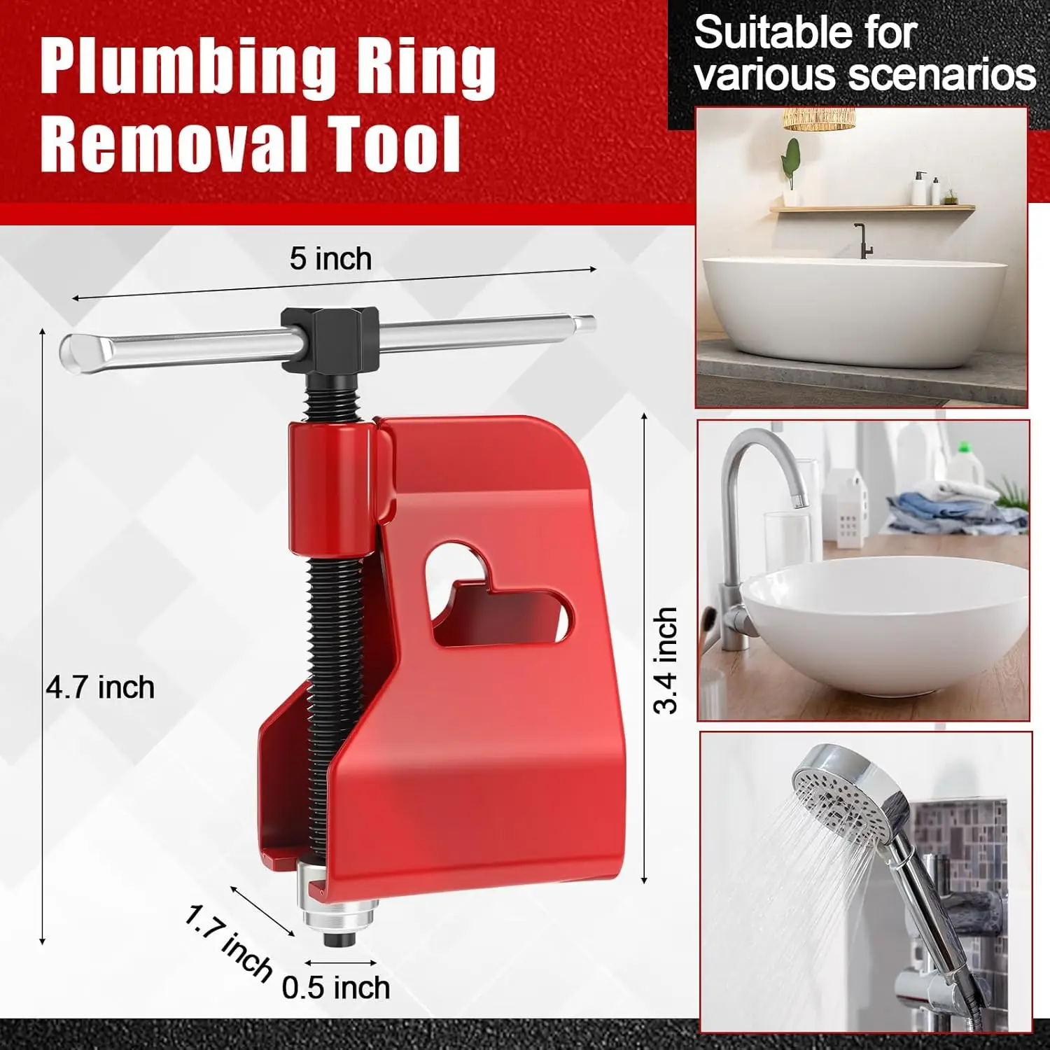 Kit de llave de tope angular de 5 piezas, extractor de ajuste de compresión de 1/2', herramienta de extracción de virola multifuncional