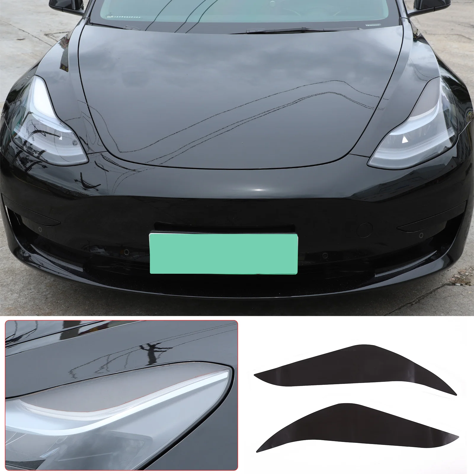 

PVC 2Pcs Car Headlight Black Film Sticker Car Styling Car Exterior Protection For Tesla Model 3/Y 2017-2022 Accessories