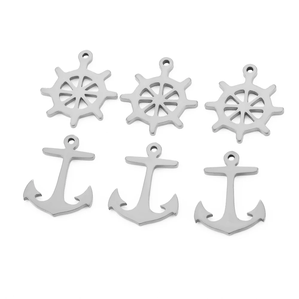 Großhandel 20 Stück/lot Edelstahl Hohlruder-Anhänger Anker-Anhänger Halsketten-Zubehör für DIY-Schmuckherstellung – Detail 4