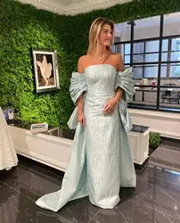 Eightree Luxury Mermaid Prom Dresses Satin Strapless Sequined Long Formal Evening Dresses Robes De Soirée 2023 Party Grown