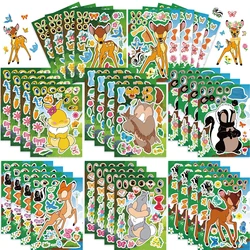 8/16 fogli Disney Bambi Cartoon Puzzle Sticker telefono fai da te Laptop bagagli Skateboard Graffiti decalcomanie divertimento per regalo per bambini