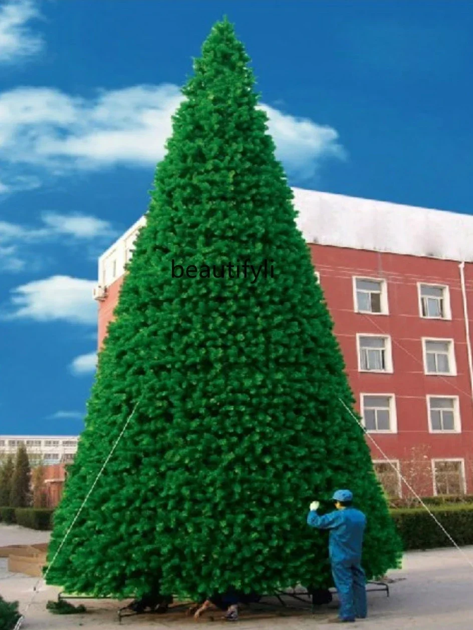 

YH Extra large Christmas tree encrypted frame outdoor Christmas tree, pine needles mixed with snow white frame Christmas tree