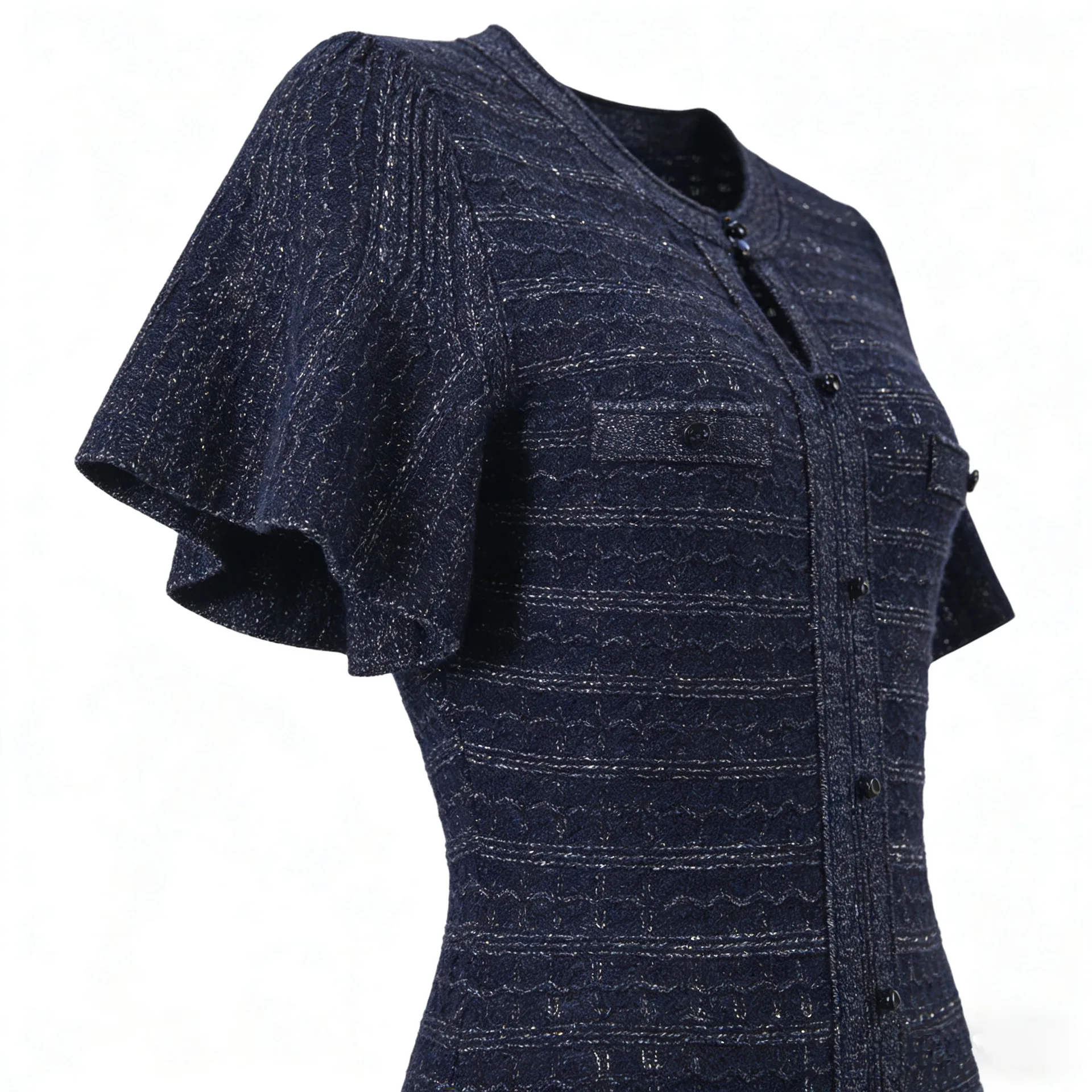 Damen Sommer Pailletten Strick Patchwork Ausgestelltes Meerjungfrau-Maxikleid