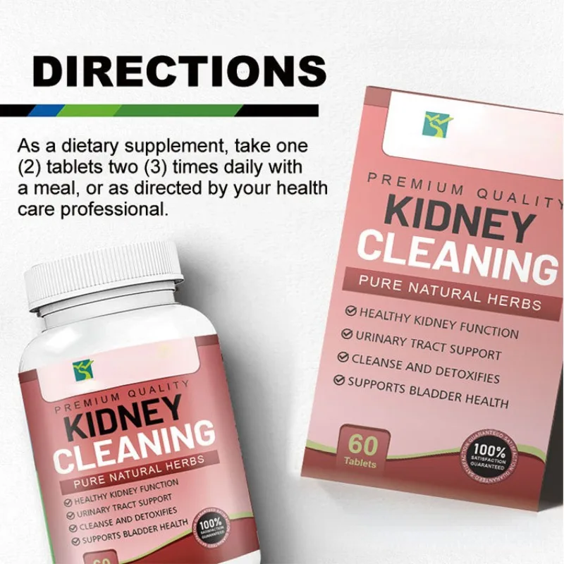 Premium Quality Kidney Cleaning Tablet, Powerful Kidney Cleanse Supplement, Support Healthy Kidneys & Urinary Tract, 60 Tablets