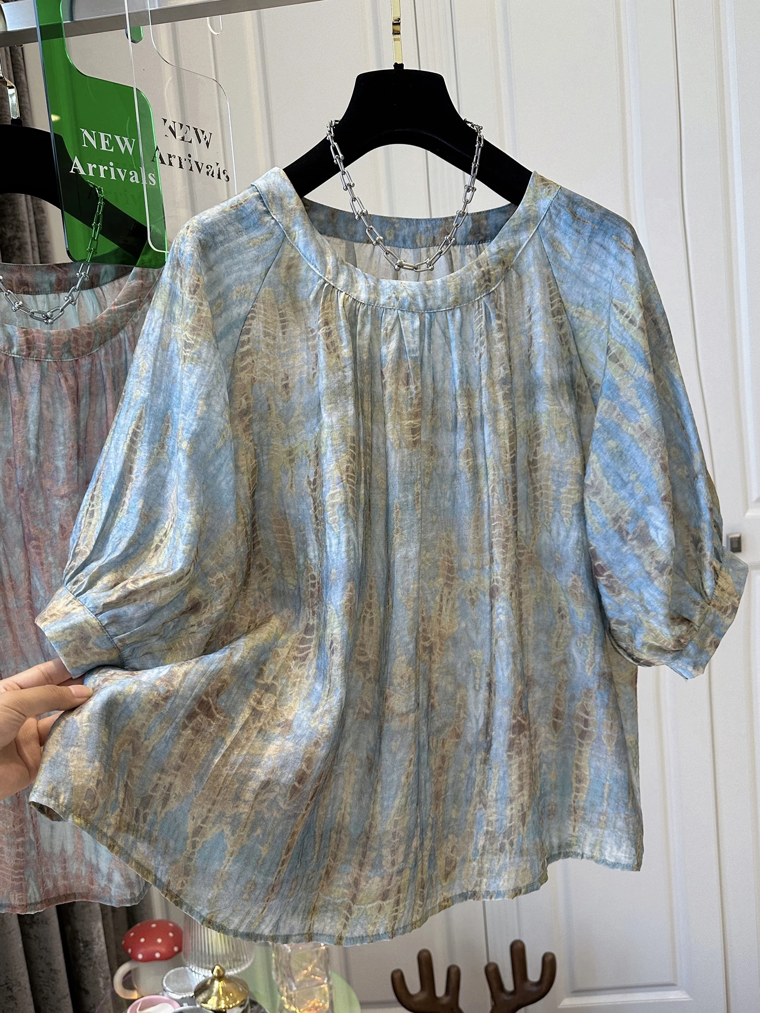 

Модная летняя женская свободная повседневная блузка-туника, скрывающая живот, из хлопка, с круглым вырезом, однотонная