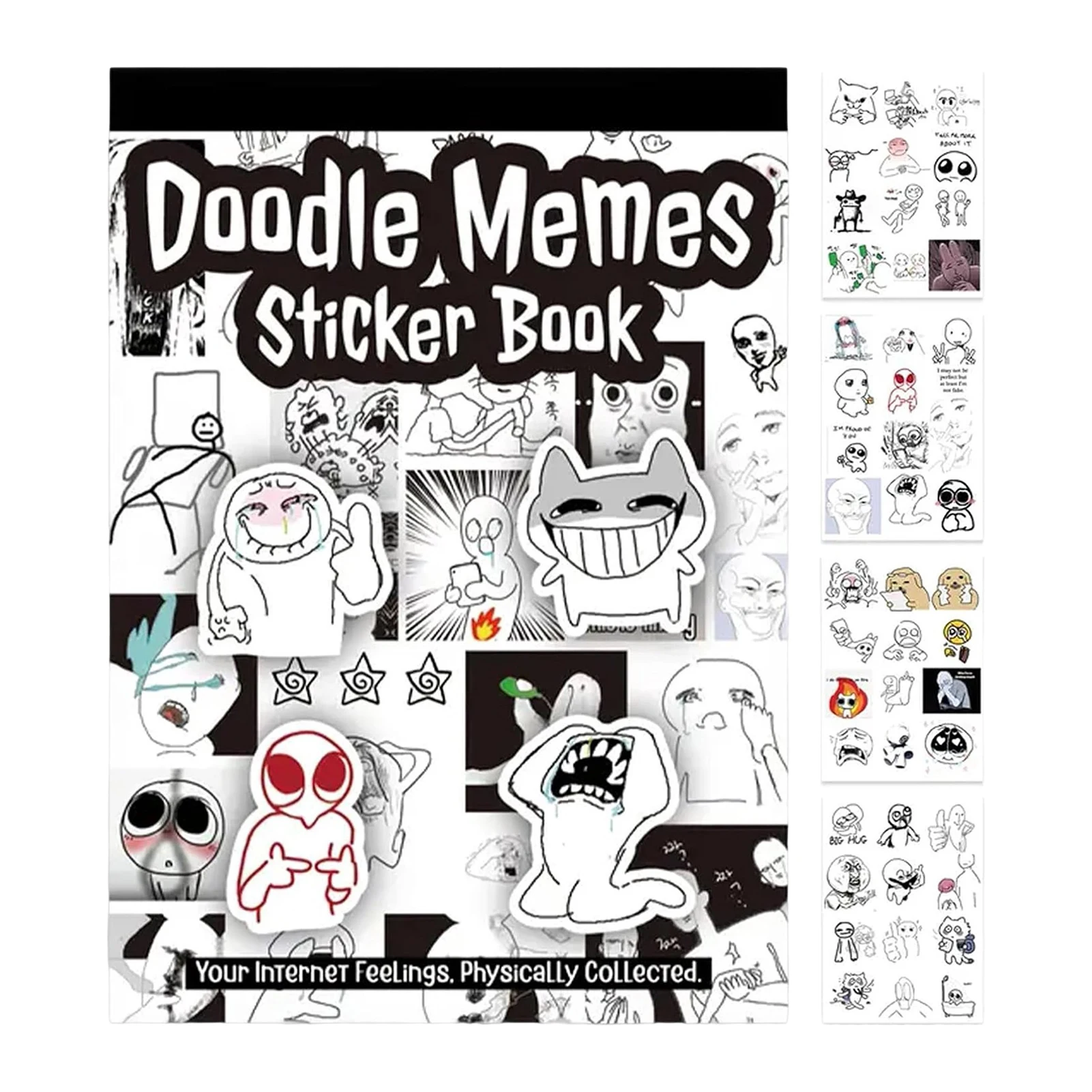 

Premium Paper Doodle-Meme Sticker Book With 460 Unique Designs, Waterproof Laminated Stickers For Journals, Teens