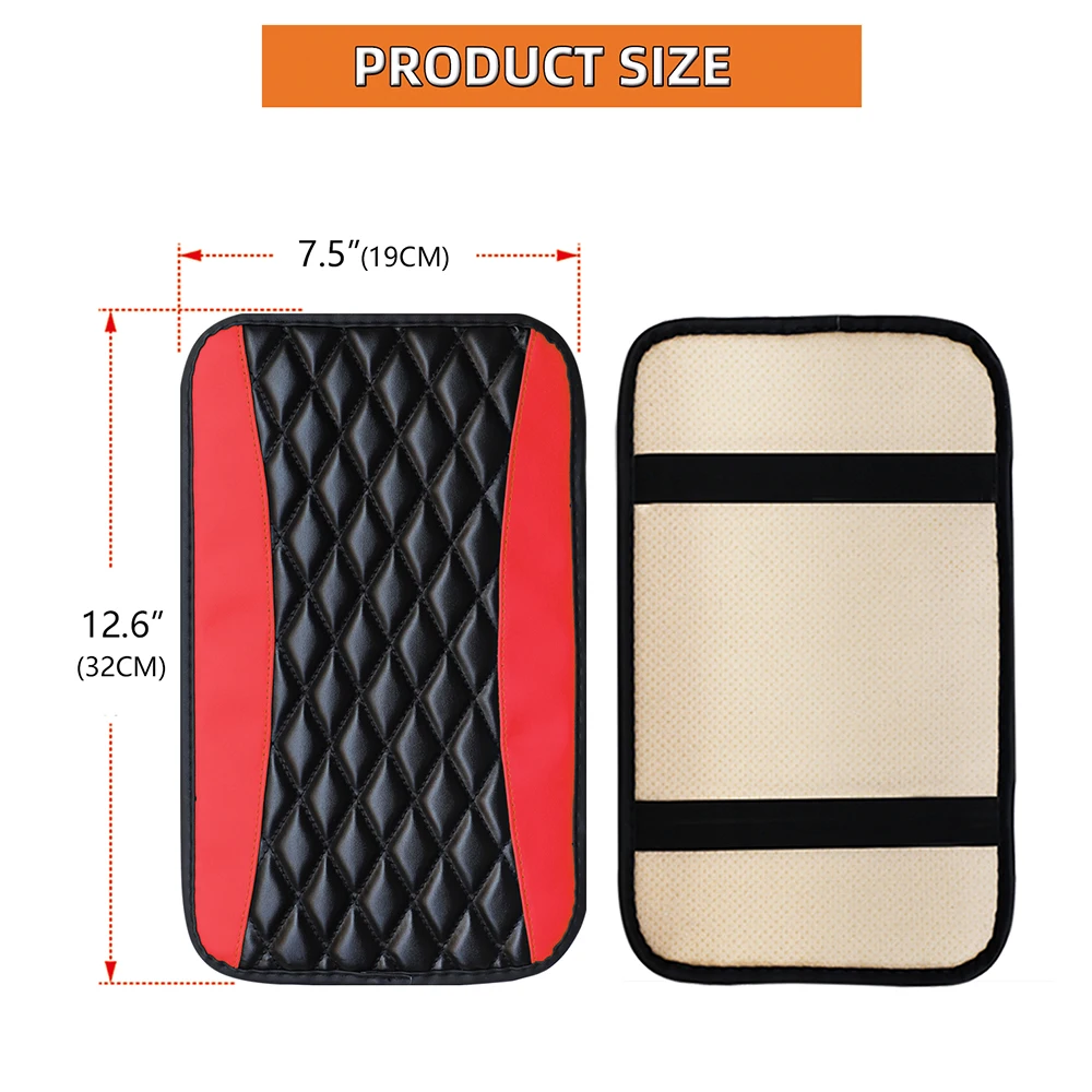 PU Leather Multi-Color Three-Dimensional Embroidered Car Armrest Cushion, Center Console Cushion, Car Decoration Items