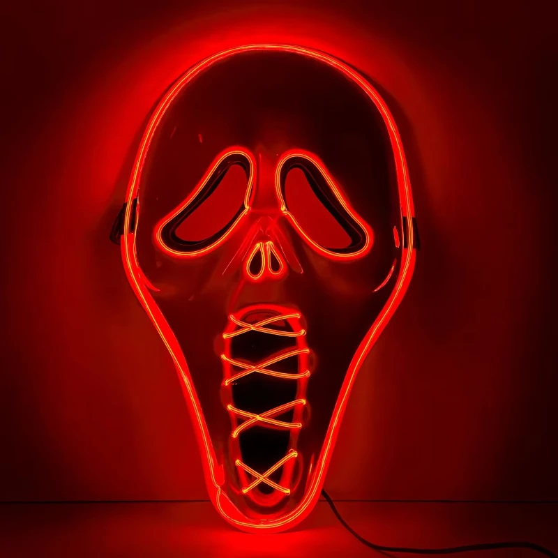 

Light Emitting Diode Mask Plastic PVC Horror Scream Halloween Mask 10 Colors