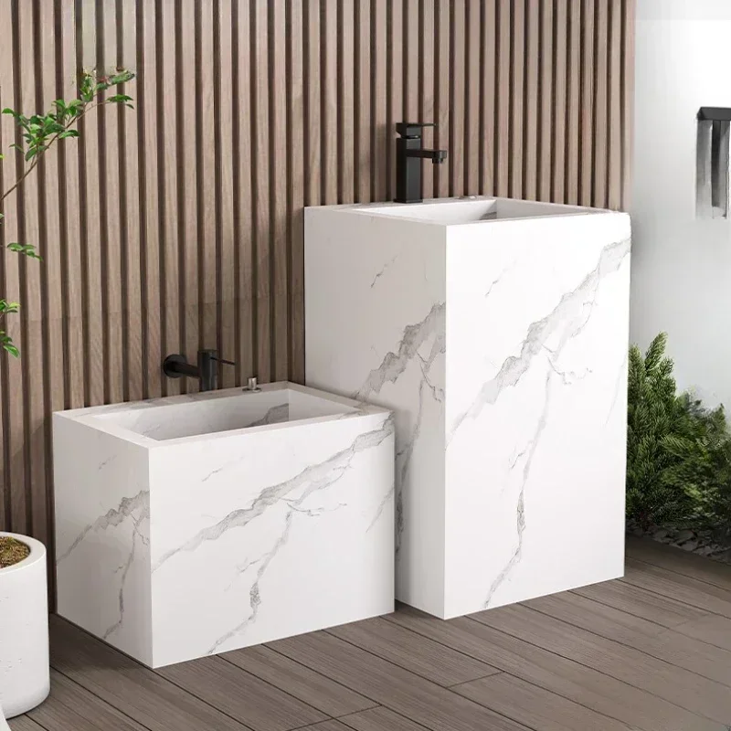 

Rock slab column basin outdoor washbasin integrated combination